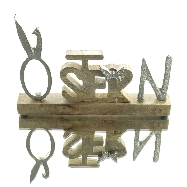 Riffelmacher Schriftzug Ostern phantasievoll gestaltet 23 cm - Aluminium & Holz