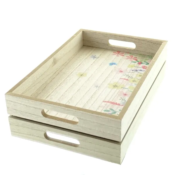 Riffelmacher Tablett Blumenwiese L mit Schmetterlingen 35 x 25 cm - MDF