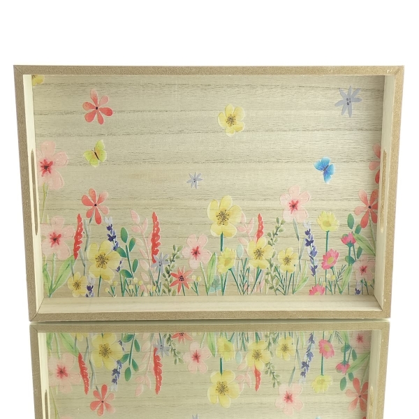 Riffelmacher Tablett Blumenwiese S mit Schmetterlingen 30 x 20 cm - MDF