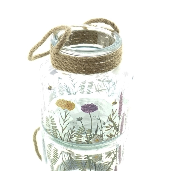 Riffelmacher Teelichtglas transparent mit Kräutern & Pflanzen Ø 12 cm