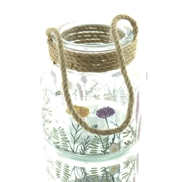 Riffelmacher Teelichtglas transparent mit Kräutern & Pflanzen Ø 12 cm