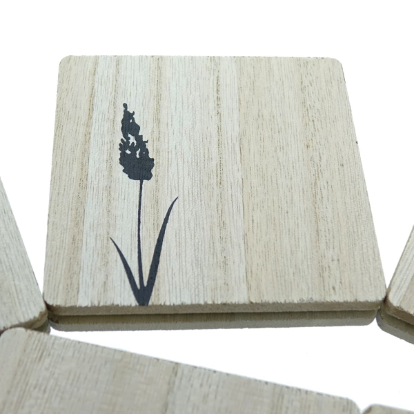 Riffelmacher Untersetzer eckig 6er Pack 10x10x3cm Holz 1 Zweig