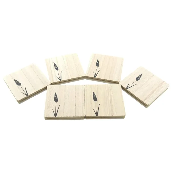 Riffelmacher Untersetzer eckig 6er Pack 10x10x3cm Holz 1 Zweig