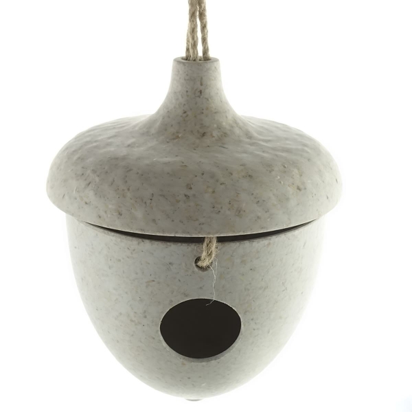 Riffelmacher Vogelhaus Eicheldesign Natur Reisspreu/Kunststoff Ø 16,4 x 19 cm