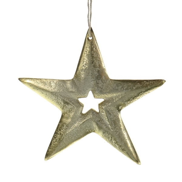 Riffelmacher Weihnachtsanhänger Stern im Stern Goldfarben Ø 15 cm - Aluminium