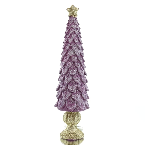 Riffelmacher Weihnachtsdeko Tannenbaum Lila mit goldenem Stern 20 cm - Polyresin