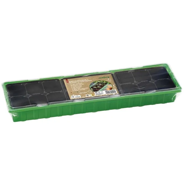 Romberg CLASSIC Anzuchthaus L PLUS PP 54 x 15 cm & 3 x 6er Kunststofftöpfe 6 cm