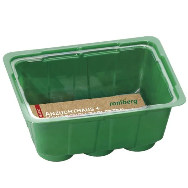 Romberg CLASSIC Anzuchthaus XS PLUS COCO Grün 16 x 11 cm & 6 Kokos-Quelltabletten