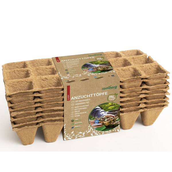 Romberg CLASSIC Anzuchttöpfe 5 cm quadratisch torffrei - 144er Pack