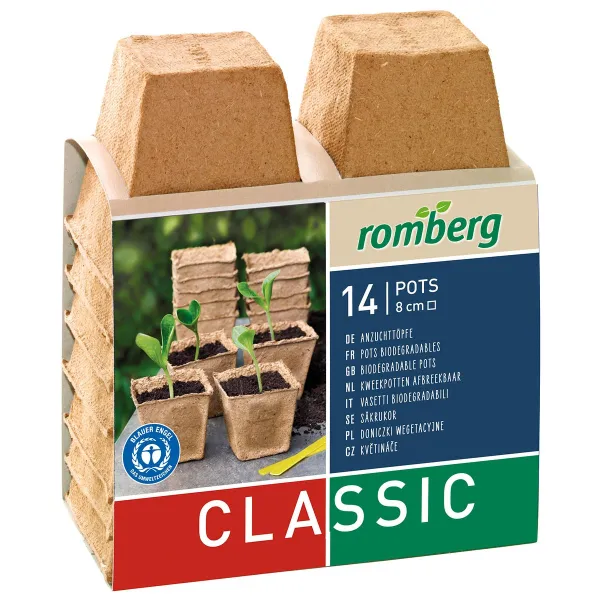 Romberg CLASSIC Anzuchttöpfe 8 cm quadratisch - 14er Pack