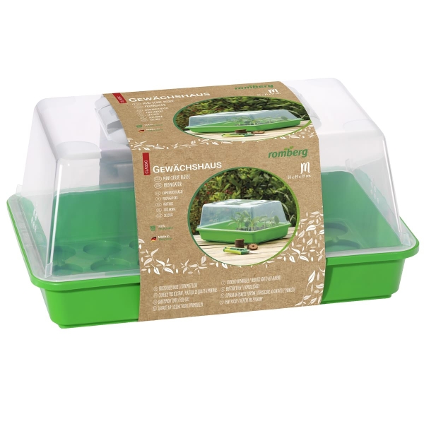 Romberg CLASSIC Gewächshaus M Grün 38 x 24 cm mit Belüftung - Kunststoff