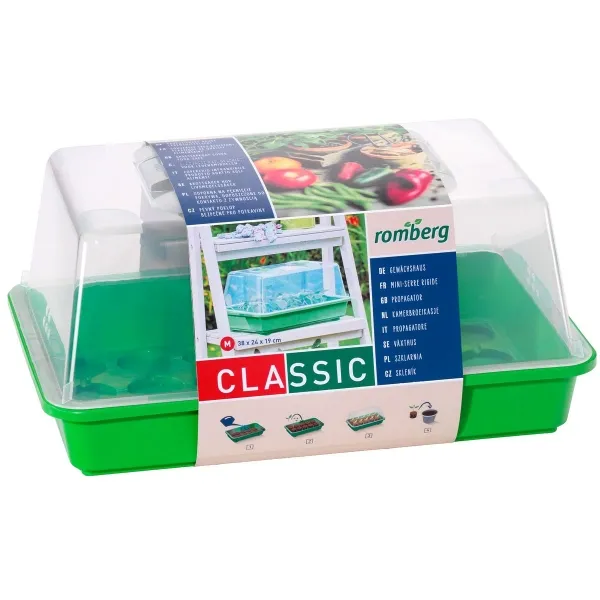 Romberg CLASSIC Gewächshaus M Grün 38 x 24 cm mit Belüftung - Kunststoff