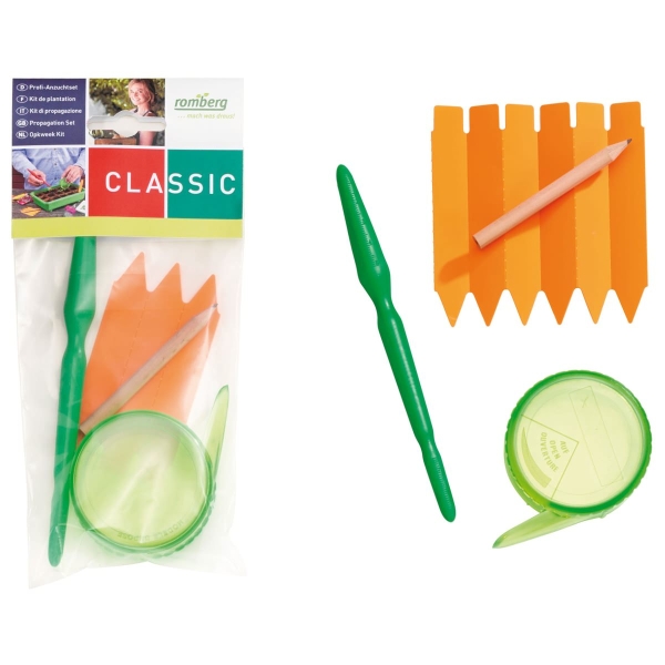 Romberg CLASSIC Profi Anzucht-Set Sähilfe Etiketten Pikierstab Stift - 9 teilig