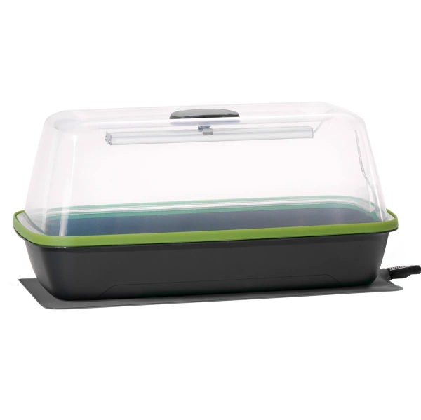 Romberg STYLE BoQube M Plus Gewächshaus inklusive LED-Pflanzbeleuchtung & Heizmatte Anthrazit & Sommergrün 37 x 19 cm