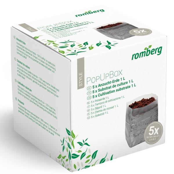 Romberg STYLE POPUP BOX Anzucht-Erde kompromiert - 5 x 1 Liter