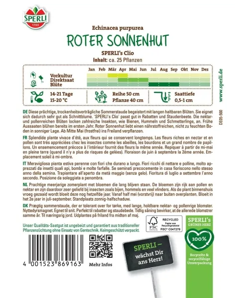 Roter Sonnenhut SPERLIs Clio - Blumensamen