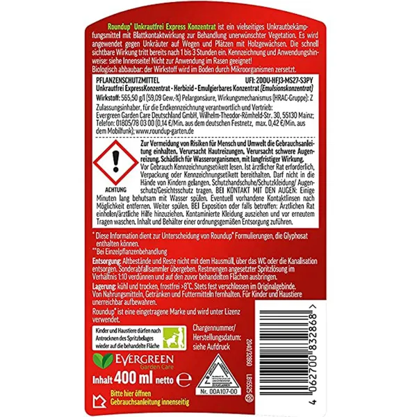 ROUNDUP® Express Konzentrat Unkrautfrei für bis zu 500 m² - 400 ml