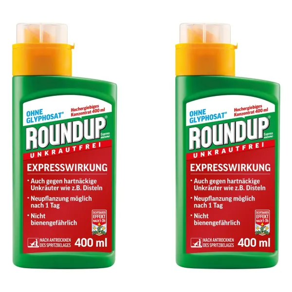 ROUNDUP® Express Konzentrat Unkrautfrei für bis zu je 500 m² - 400 ml x 2