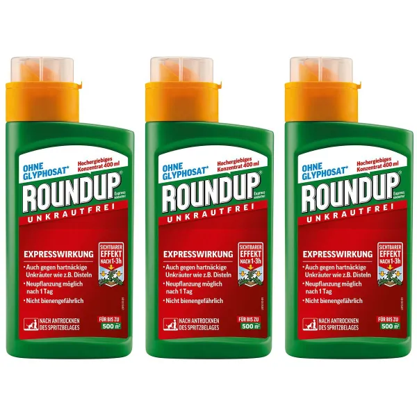 ROUNDUP® Express Konzentrat Unkrautfrei für bis zu je 500 m² - 400 ml x 3 ROUNDUP® Express Konzentrat Unkrautfrei für bis zu je 500 m² - 400 ml x 3