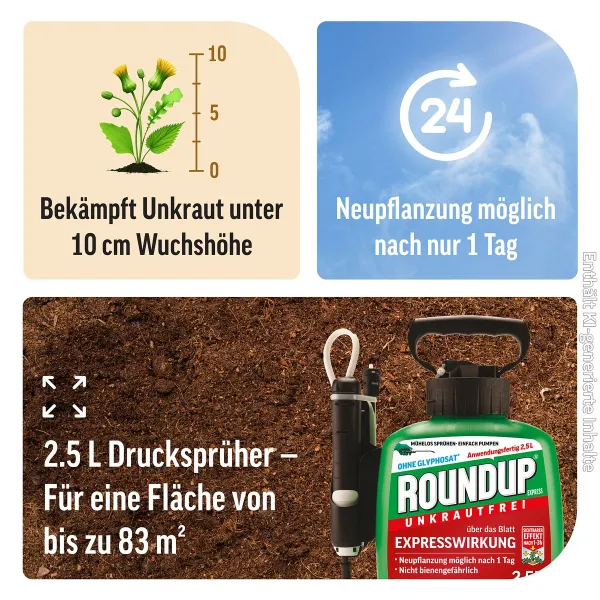 ROUNDUP® Express unkrautfrei Drucksprühgerät anwendungsfertig - 2,5 Liter