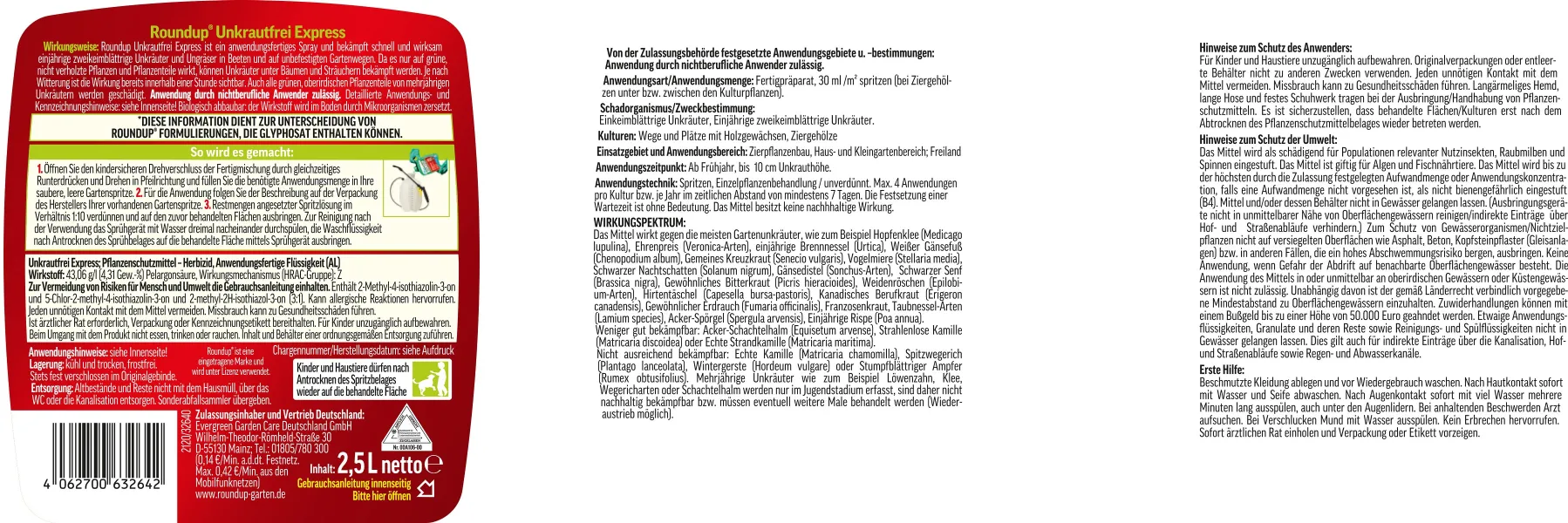 ROUNDUP® Express unkrautfrei Fertigmischung für bis zu 83 m² - 2,5 Liter