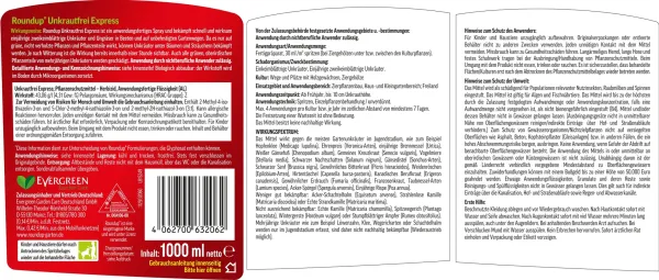 ROUNDUP® Express Unkrautfrei Spray anwendungsfertig 1 Liter für bis zu 33 m²