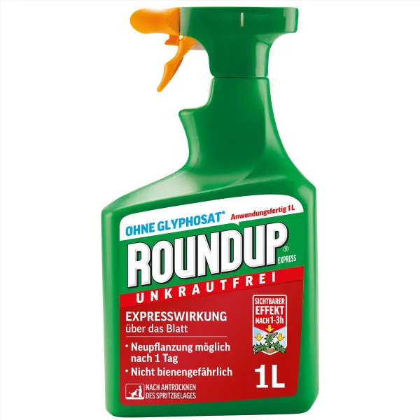 ROUNDUP® Express Unkrautfrei Spray anwendungsfertig für bis zu 33 m² - 1 Liter ROUNDUP® Express Unkrautfrei Spray anwendungsfertig für bis zu 33 m² - 1 Liter