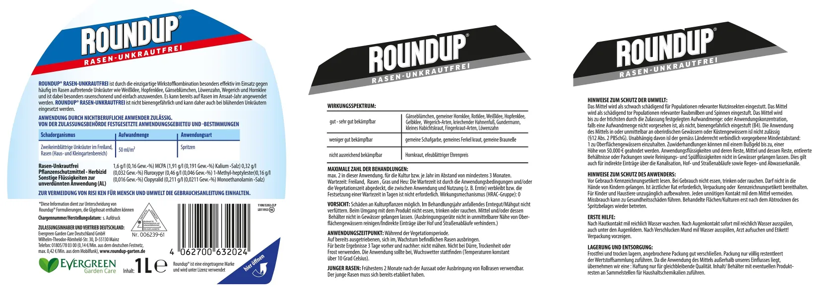 ROUNDUP® Rasen - Unkrautfrei 1 Liter für ca. 20 m² anwendungsfertig