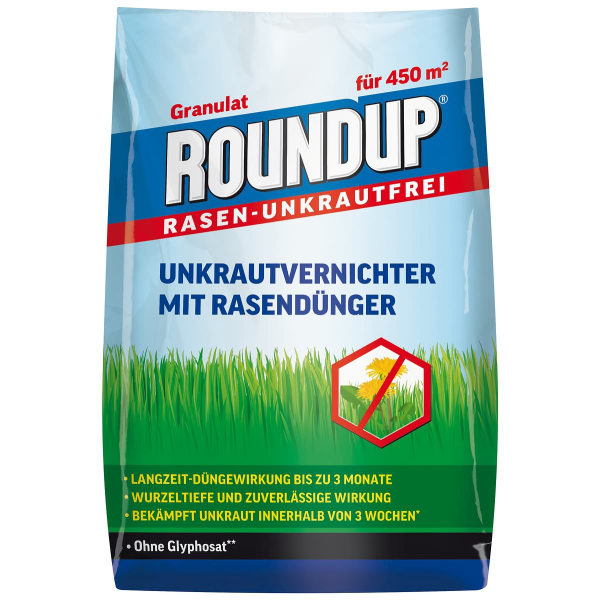 ROUNDUP® RASEN-UNKRAUTFREI Granulat mit Rasendünger für ca. 450 m² - 9 kg