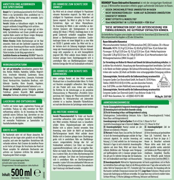 ROUNDUP® Rasen-Unkrautfrei Konzentrat - 500 ml