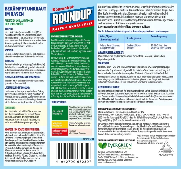 ROUNDUP® Rasen - Unkrautfrei Konzentrat 500 ml für ca. 330 m²