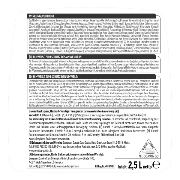 ROUNDUP® Unkrautfrei Express Drucksprühflasche AF für 83 m² - 2,5 Liter