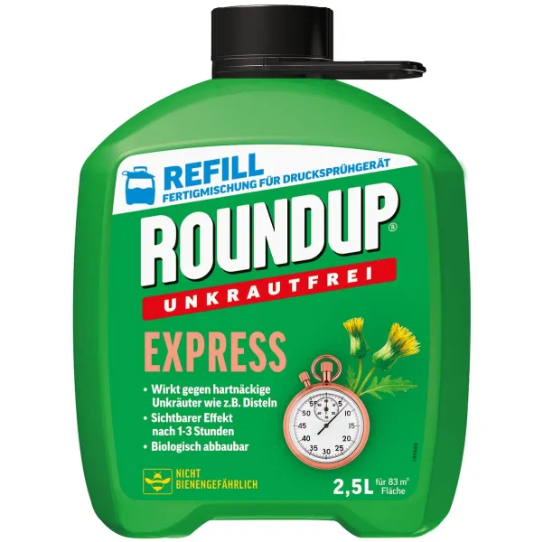 ROUNDUP® Unkrautfrei Express Fertigmischung für ca. 83 m² - 2,5 Liter ROUNDUP® Unkrautfrei Express Fertigmischung für ca. 83 m² - 2,5 Liter