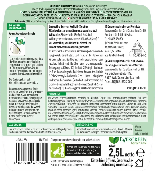 ROUNDUP® Unkrautfrei Express Fertigmischung für ca. 83 m² - 2,5 Liter
