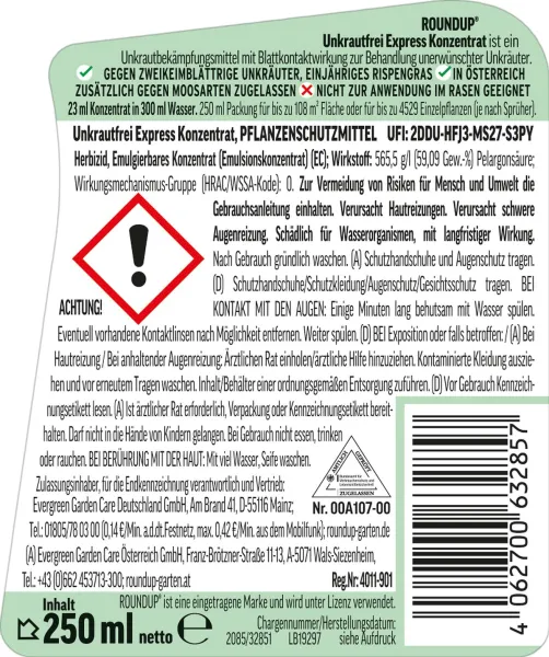 ROUNDUP® Unkrautfrei Express Konzentrat - 250 ml