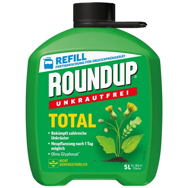 ROUNDUP® Unkrautfrei Total Fertigmischung AF für bis zu 166 m² - 5 Liter ROUNDUP® Unkrautfrei Total Fertigmischung AF für bis zu 166 m² - 5 Liter