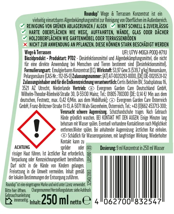ROUNDUP® Wege und Terrassen Konzentrat für bis zu 138 m² - 250 ml