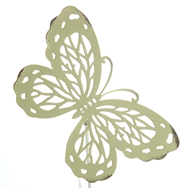 SCHEULEN Blumenstecker Farfalle Schmetterling Beige-Gelb 10 cm x 26 cm - Metall
