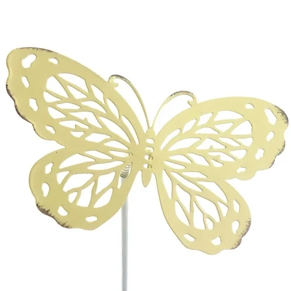 SCHEULEN Blumenstecker Farfalle Schmetterling Senfgelb10 cm x 26 cm - Metall