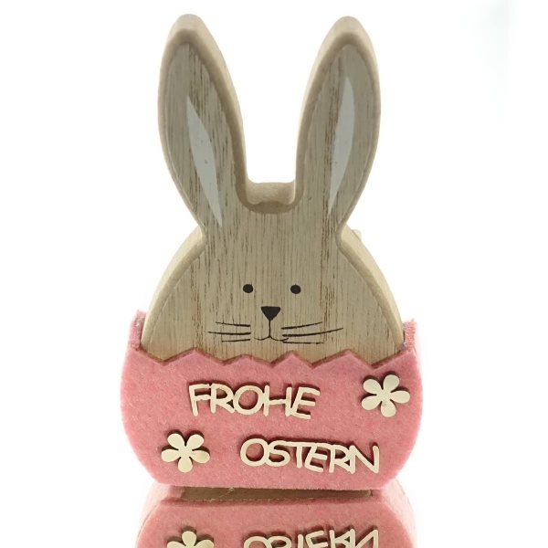 SCHEULEN Hase Frohe Ostern Rosa 12 cm - Holz & Filz