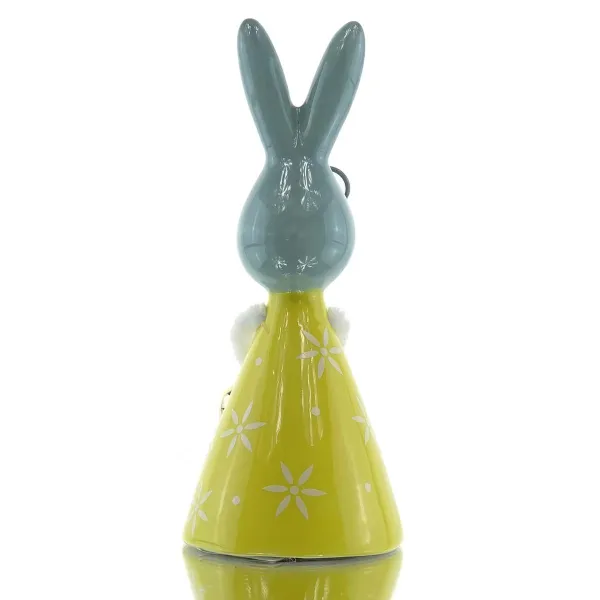 Scheulen Keramik-Hase Mira mit Herz-Hänger, gelb-grau, 9x6xh15 cm
