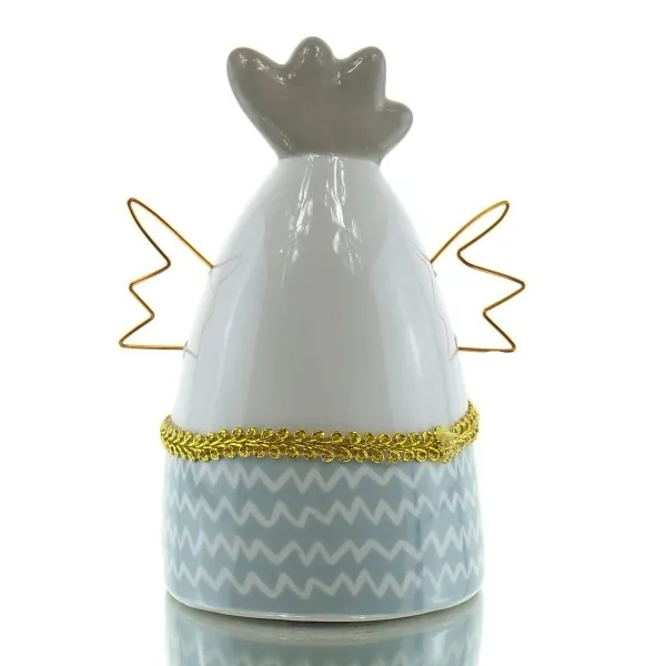 Scheulen Keramik-Huhn Arne mit Baumelbeinen, grau-türkis, 12,6x9,2xH14,5 cm