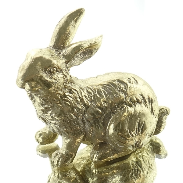 SCHEULEN Oster-Deko Hase Aladin sitzend antik-goldfarben 9 cm - Polyresin