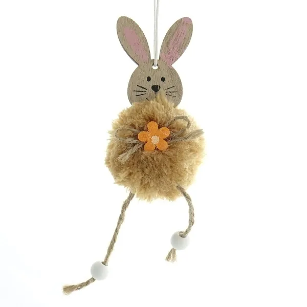 SCHEULEN Oster-Deko Hasenanhänger Braun mit orangefarbener Blüte 12 cm