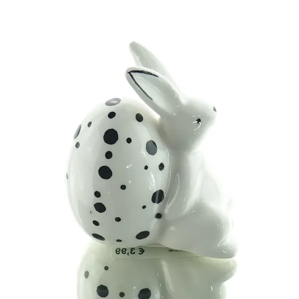 SCHEULEN Oster-Hase Weiß mit Riesen-Dalmatinerei auf dem Rücken 8,5 cm - Keramik