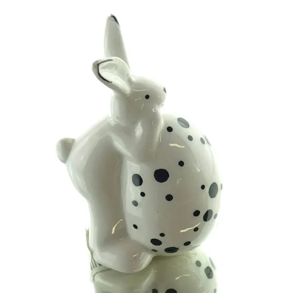 SCHEULEN Oster-Hase Weiß mit Riesen-Dalmatinerei vor dem Bauch 9,5 cm - Keramik