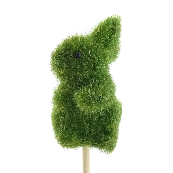 SCHEULEN Oster-Stecker Hase sitzend Moosgrün beflockt 6 cm - Kunststoff