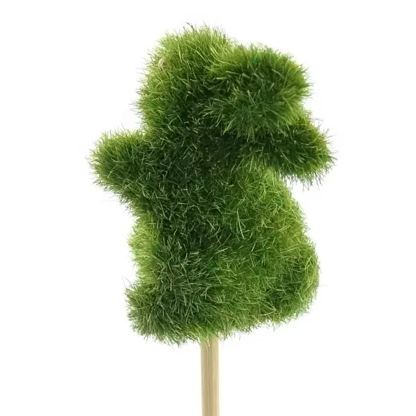 SCHEULEN Oster-Stecker Hase sitzend Moosgrün beflockt 6 cm - Kunststoff