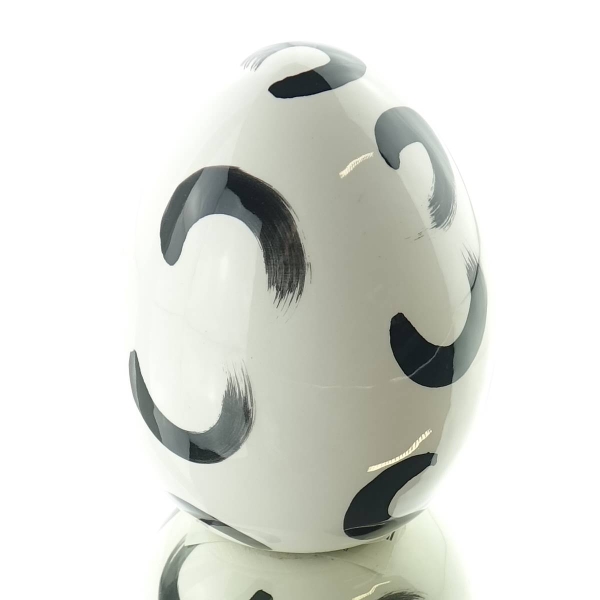 SCHEULEN Osterdeko Designer-Ei Weiß & Schwarz 9 x12 cm - Keramik