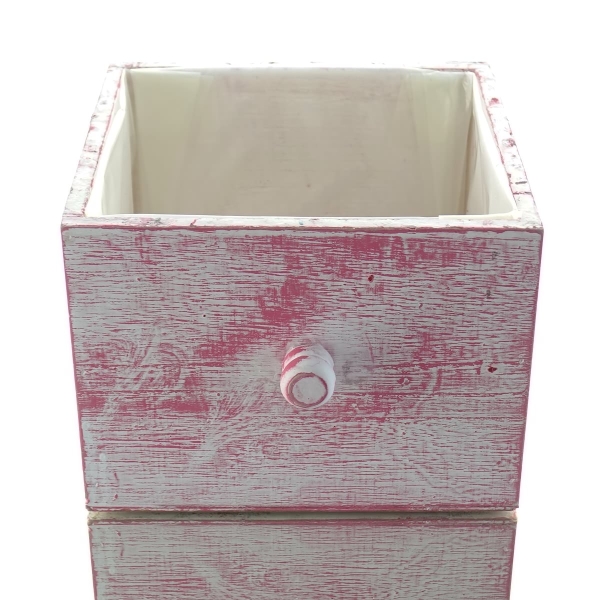 SCHEULEN Pflanzgefäß in Schubladenform L Magenta geweißt 18 x 18 cm - Holz 